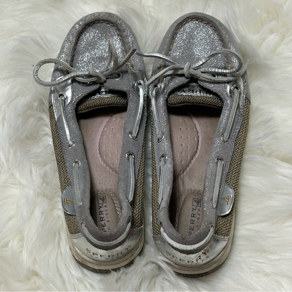 Sperry Metallic Silver Boat Shoes A3 - Picture 1 of 5